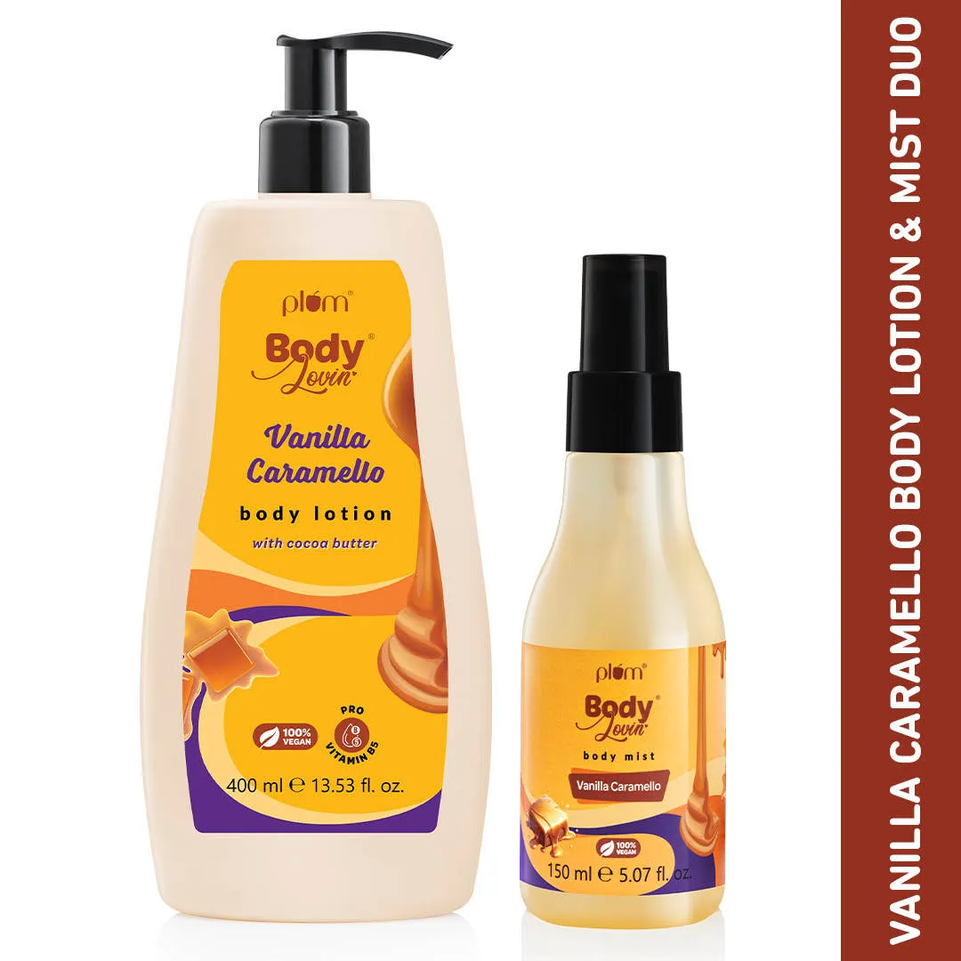 Plum BodyLovin' Vanilla Caramello Body Lotion & Body Mist duo