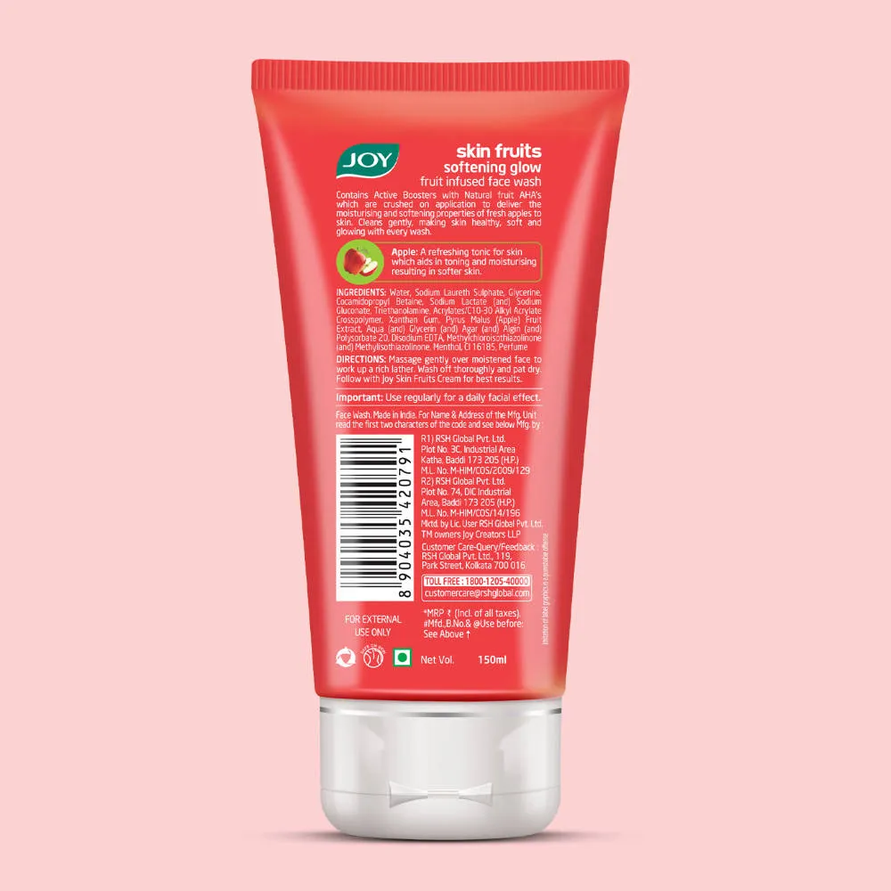 Joy Apple Face Wash For Skin Softening, Dead Skin Removal & Exfoliation