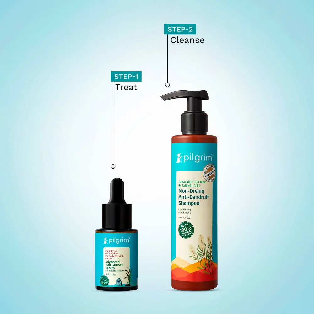 Pilgrim Scalp Care Duo Tea tree Non-Drying Anti-Dandruff Shampoo and Advance Hair Growth Serum