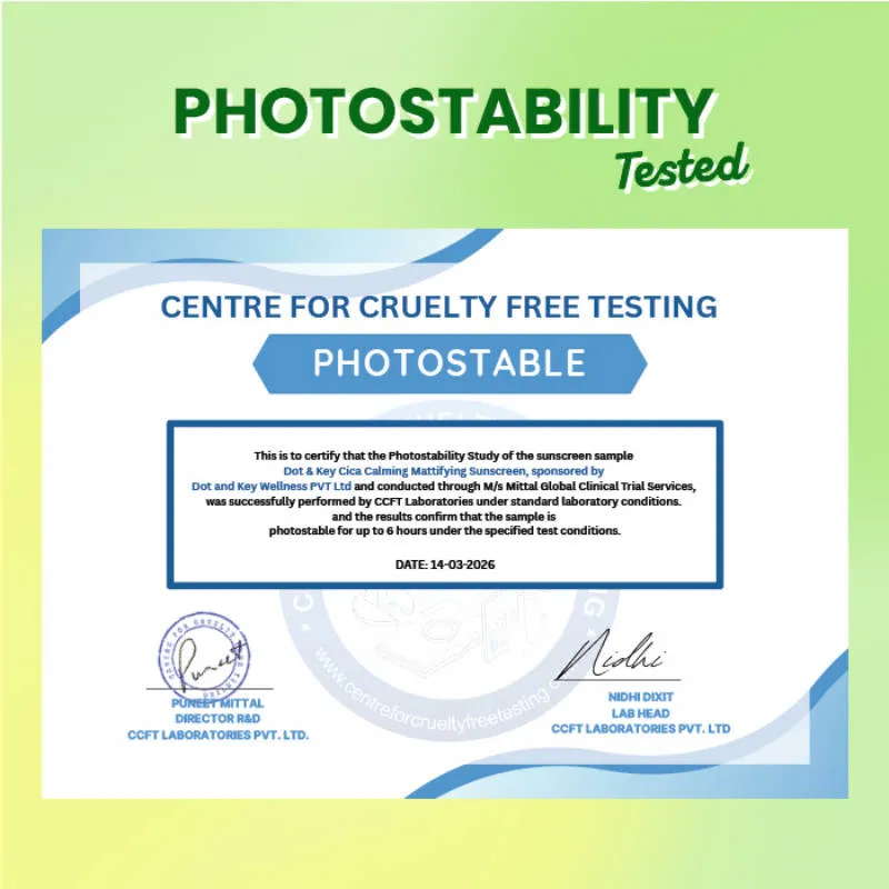 Dot & Key Cica Calming Mattifying Sunscreen In-Vivo Tested SPF 50+ PA++++, With Niacinamide