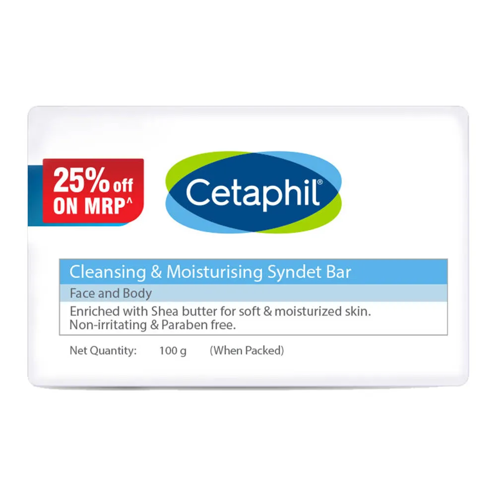 Cetaphil Cleansing Moisturising Syndet Bar With Shea Butter For Dry, Sensitive Skin