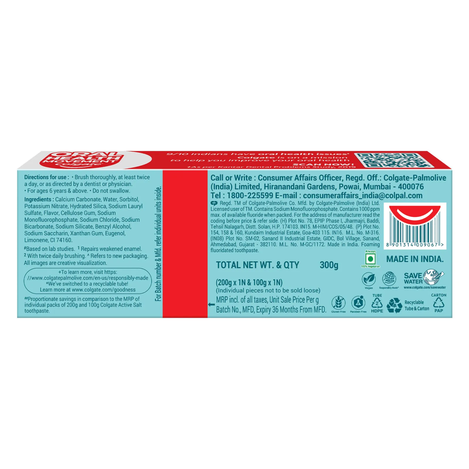 Colgate Active Salt Toothpaste, Germ Fighting Toothpaste For Healthy Gums And Teeth