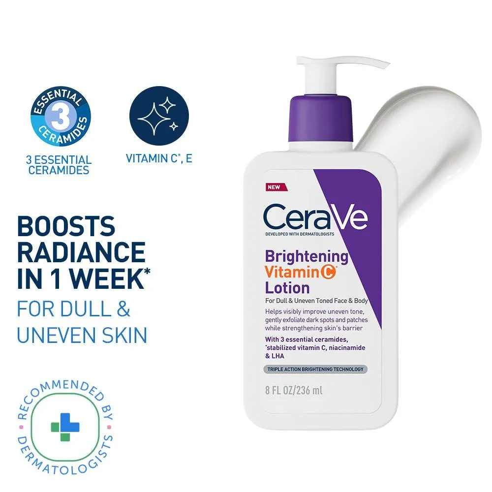CeraVe Brightening Vitamin C Lotion For Dull, Uneven Skin & Dark Spots, For Face & Body