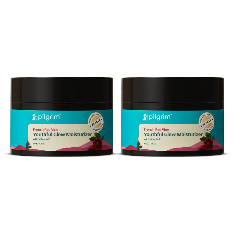 Pilgrim Red Vine Face Cream SPF30 with Vitamin C & Rosehip Oil Moisturizes & YouthfulGlow Pack of 2