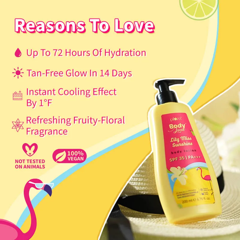 Plum BodyLovin' Lily Miss Sunshine Body Lotion With SPF 35 PA+++ - Hydrates Skin - Pack Of 2