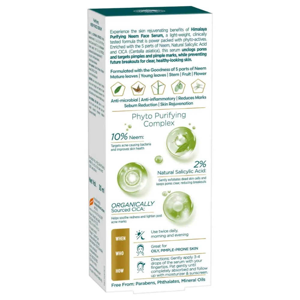 Himalaya Purifying Neem Face Serum 2% Natural Salicylic Acid + Cica + Neem Extract