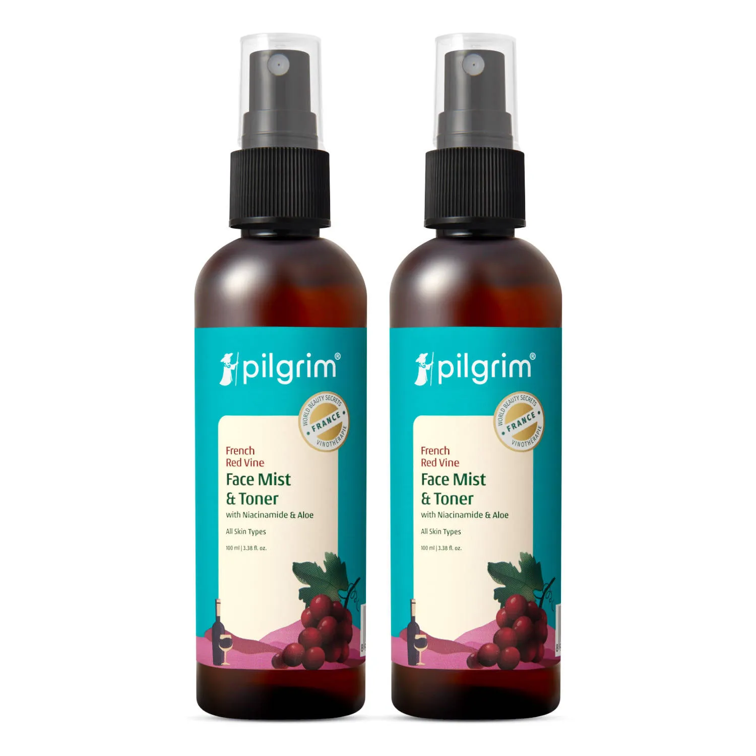 Pilgrim Red Vine Face Mist & Toner With Vitamin B3 & Aloe - Pack Of 2