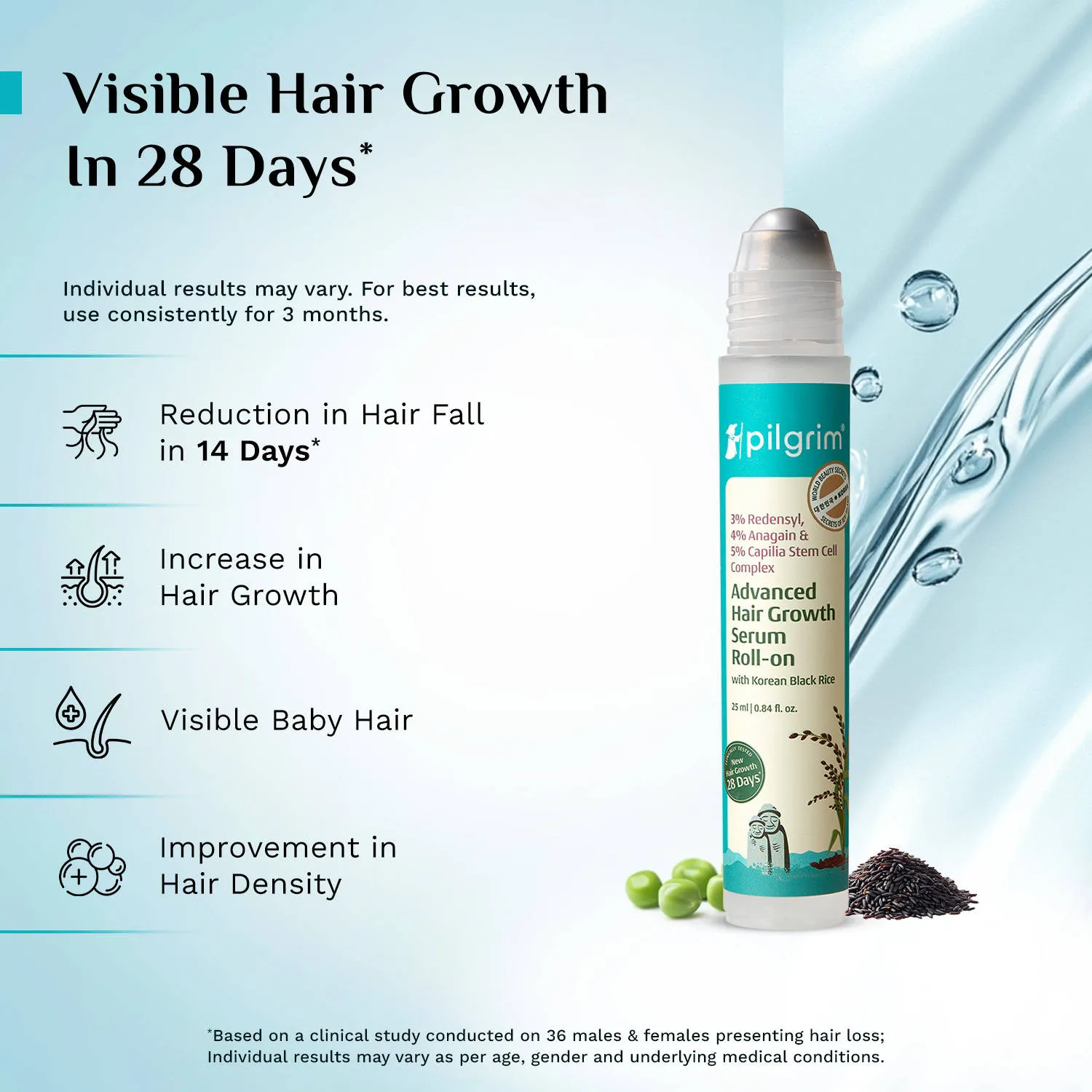 Pilgrim Tea Tree Non-Drying Anti-Dandruff Shampoo and Advance Hair Growth Serum Roll-on Combo