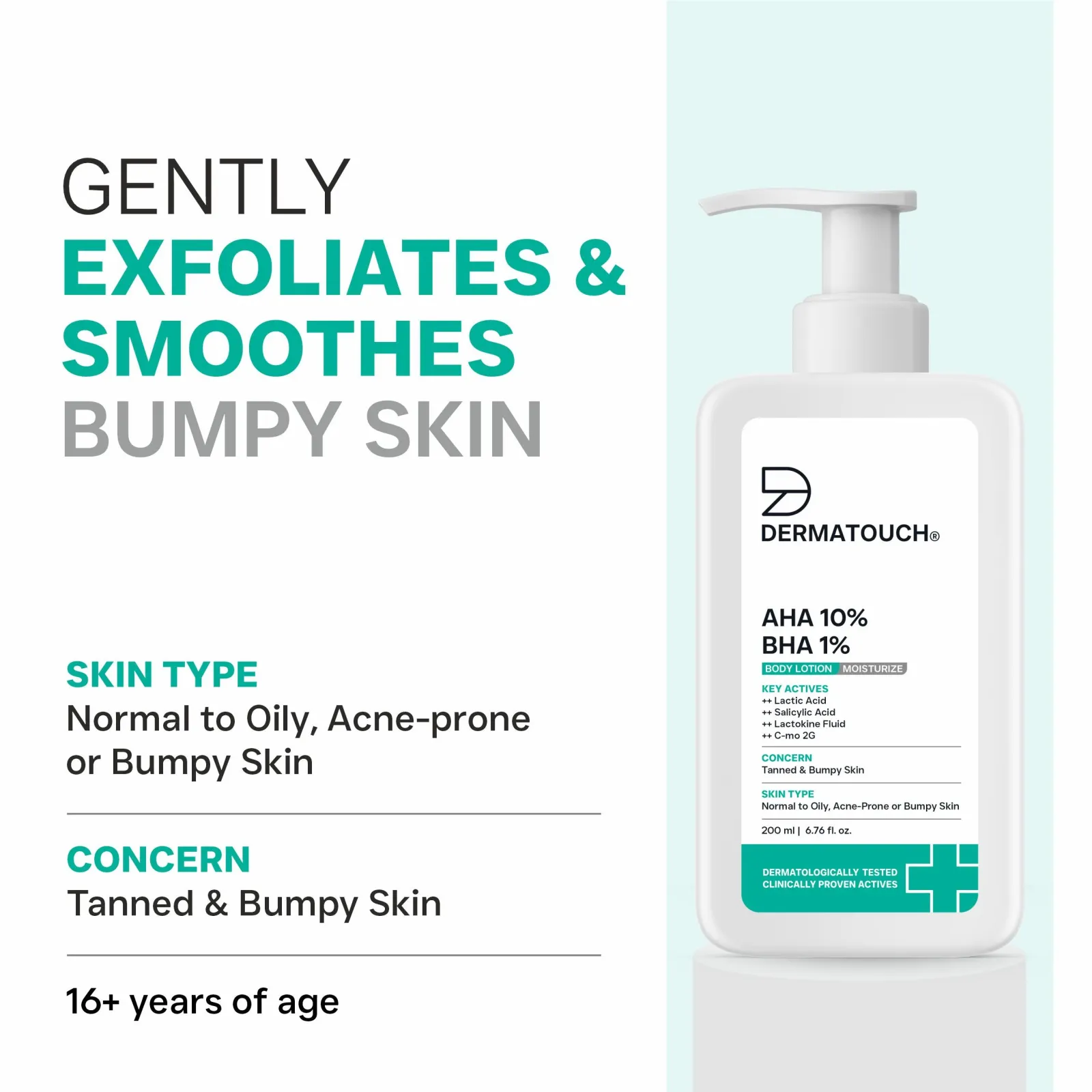 Dermatouch AHA 10% BHA 1% Body Lotion for Tanned & Bumpy Skin