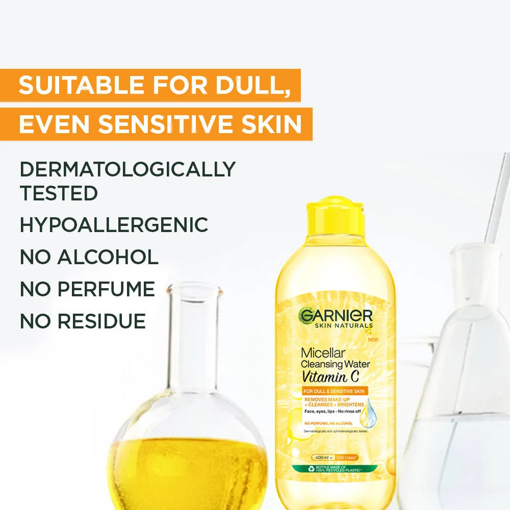 Garnier Vitamin C Micellar Water - Removes Makeup, dust & impurities For Dull Skin