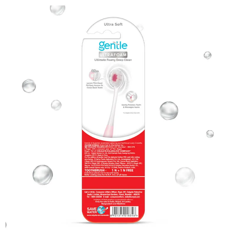 Colgate Gentle UltraFoam Ultra Soft Bristles Toothbrush Soft Bristles for Superior Clean