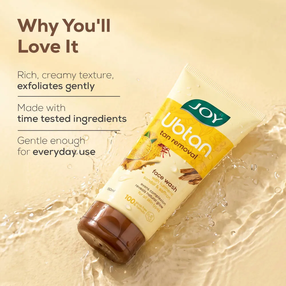 Joy De Tan Ubtan Face Wash With Turmeric Sandal & Saffron Removes Tan, Dirt & Blemishes For a Naturally Glowing Skin