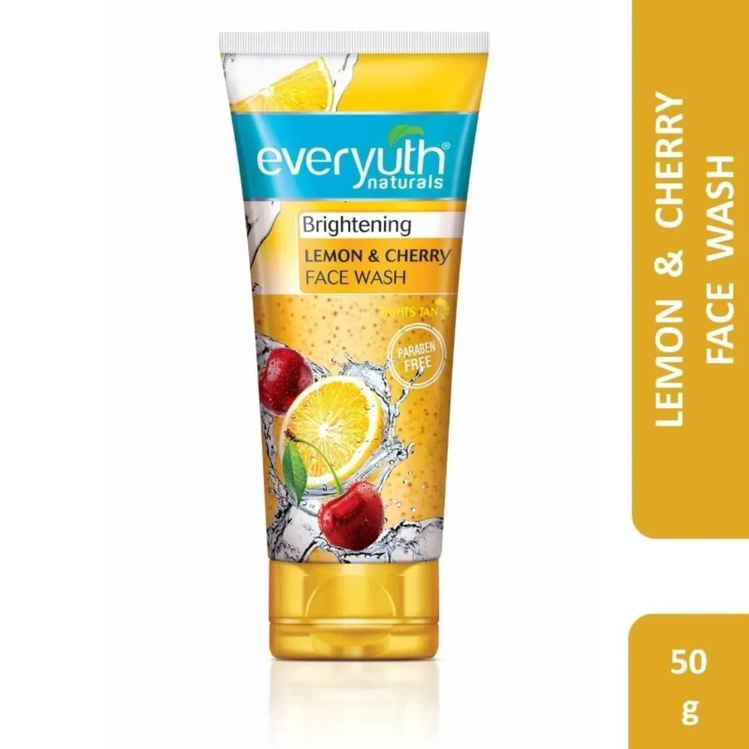 Everyuth Naturals Face Wash - Brightening Lemon & Cherry, Suits all Skin Types, Paraben Free