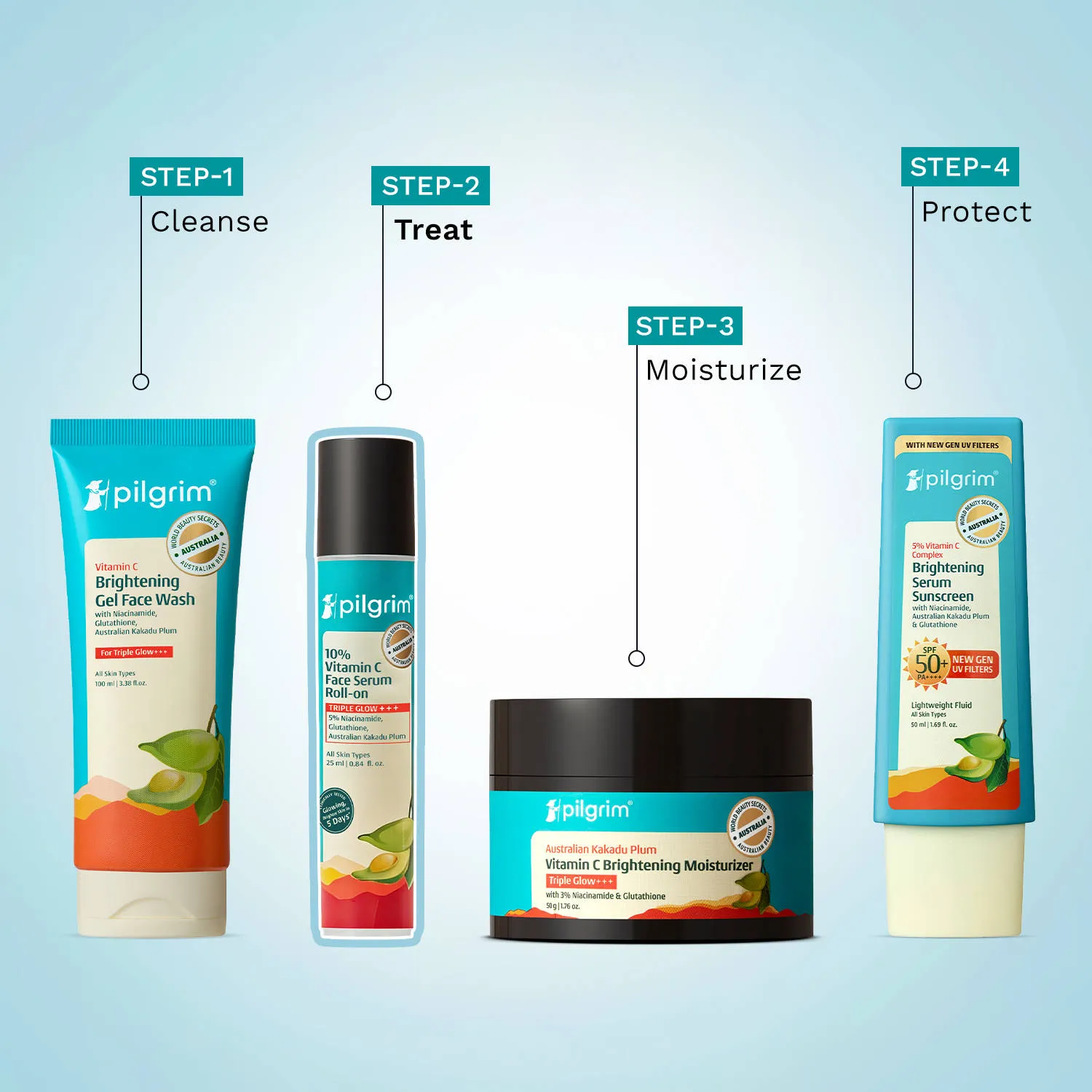 Pilgrim 10%Vitamin C Serum Roll-On Triple Glow+++ 5%