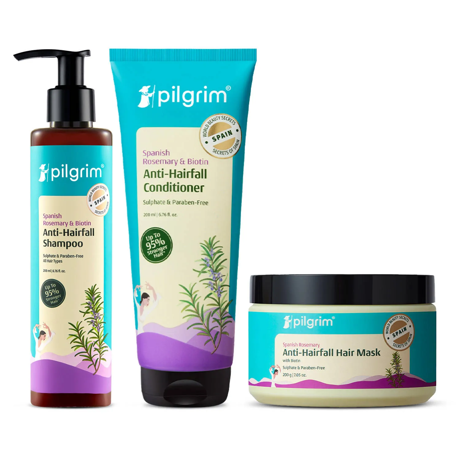Pilgrim Spanish Rosemary & Biotin Anti-Hairfall Combo upto 95% Strong & Healthy Hair Prabeen Free