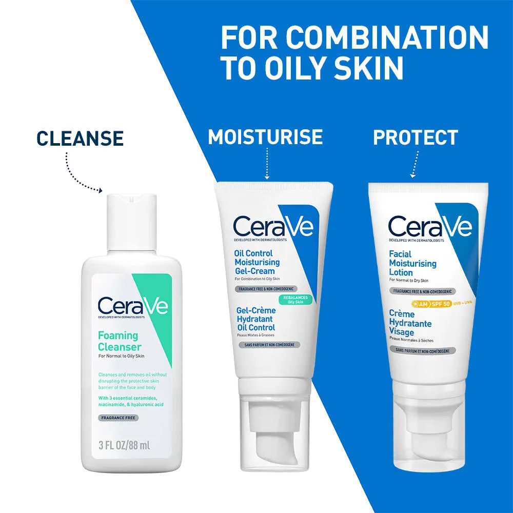 CeraVe Oil Control Gel Moisturizer & Foaming Face wash, Skincare Combo for Oily & Combination Skin