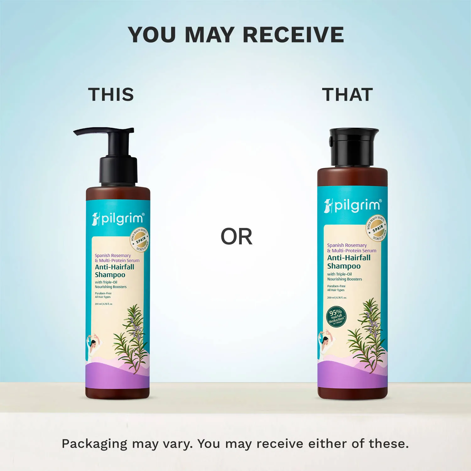 Pilgrim Spanish Rosemary & Biotin Anti Hairfall Shampoo Reduce Hairfall & Strong Hair- Pack of 2