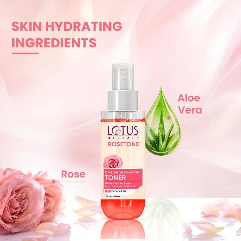 Lotus Herbals Rosetone Rose Petals Facial Skin Toner Hydrates & Moisturises Skin, Alcohol-Free