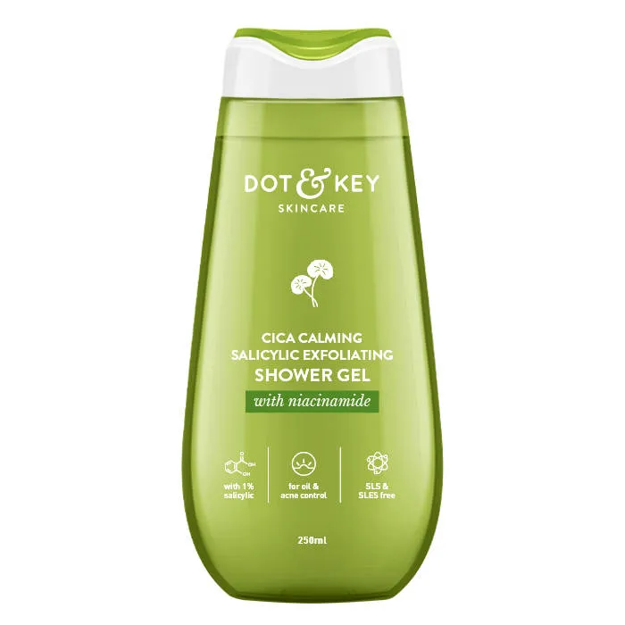 Dot & Key Cica Calming Salicylic Exfoliating Shower Gel, With Niacinamide, Acne & Oil Control