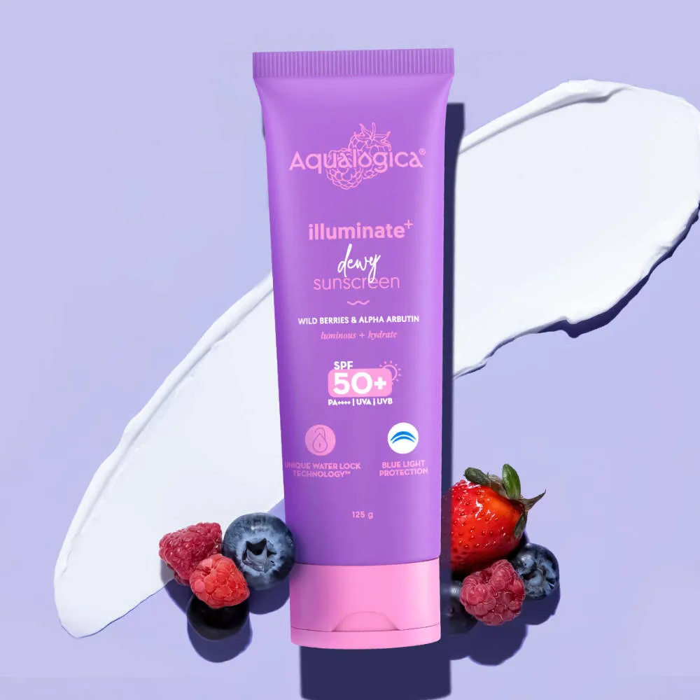Aqualogica Illuminate+ Dewy Lightweight Sunscreen Gel SPF 50+ PA++++ for All Skin Types