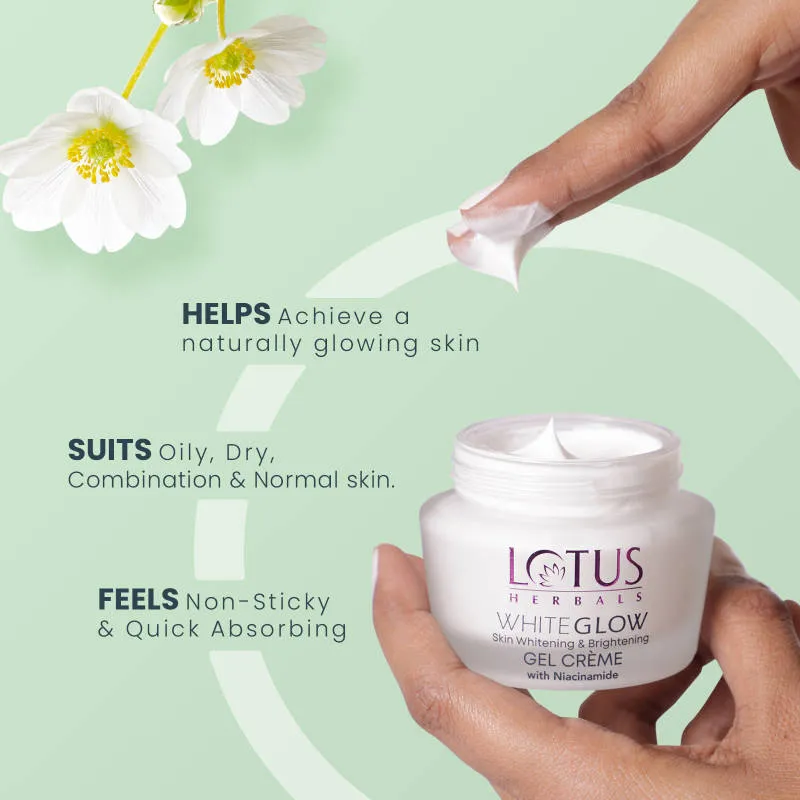 Lotus Herbals WhiteGlow Skin Whitening & Brightening Gel Cream|With Niacinamide|All Skin Types