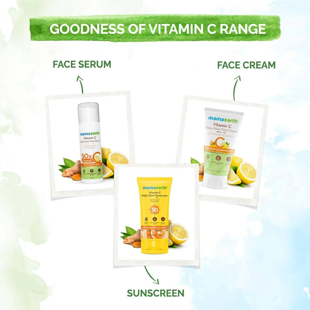 Mamaearth Vitamin C Sunscreen & Ubtan Face Wash Combo for Tan Removal & Glowing Skin