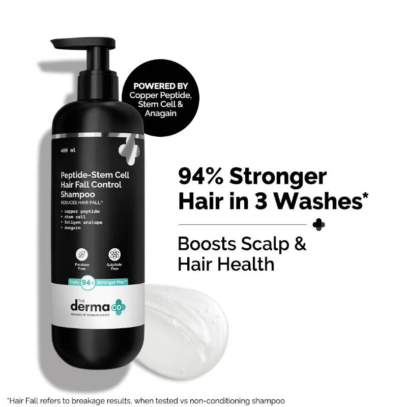 The Derma Co Peptide- Stem Cell Hair Fall Control Shampoo Reduces Hair Fall & Improves Scalp Health