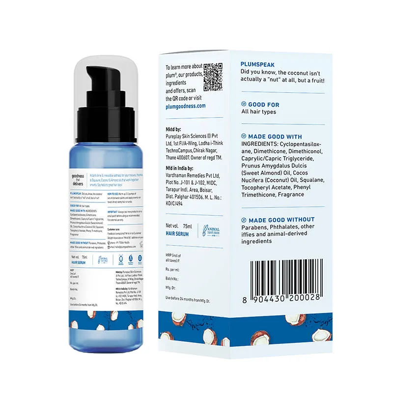 Plum Coconut & Squalane Nutri-Shine Hair Serum For Smooth- Shiny Hair