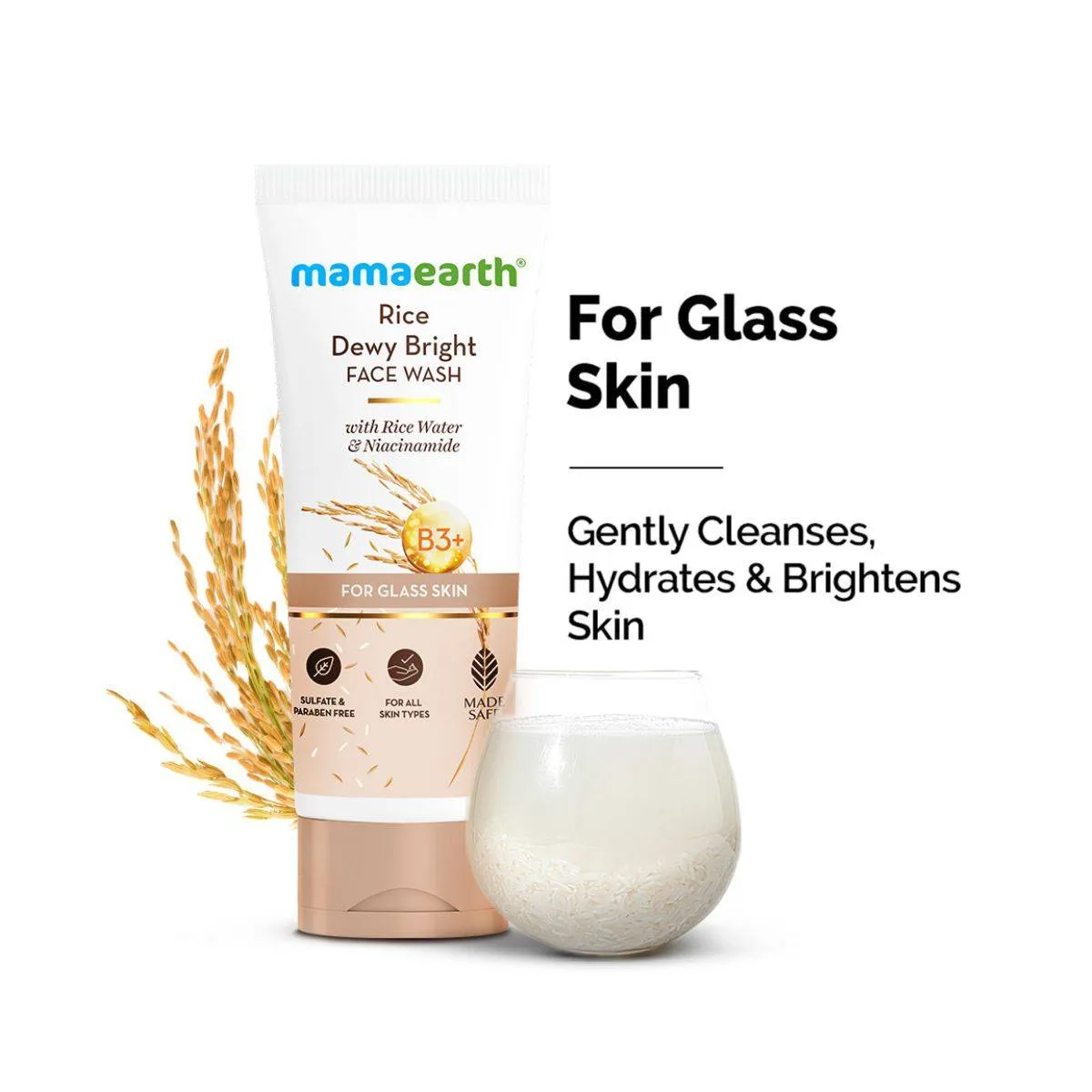 Mamaearth Rice Face Wash With Rice Water & Niacinamide for Glass Skin