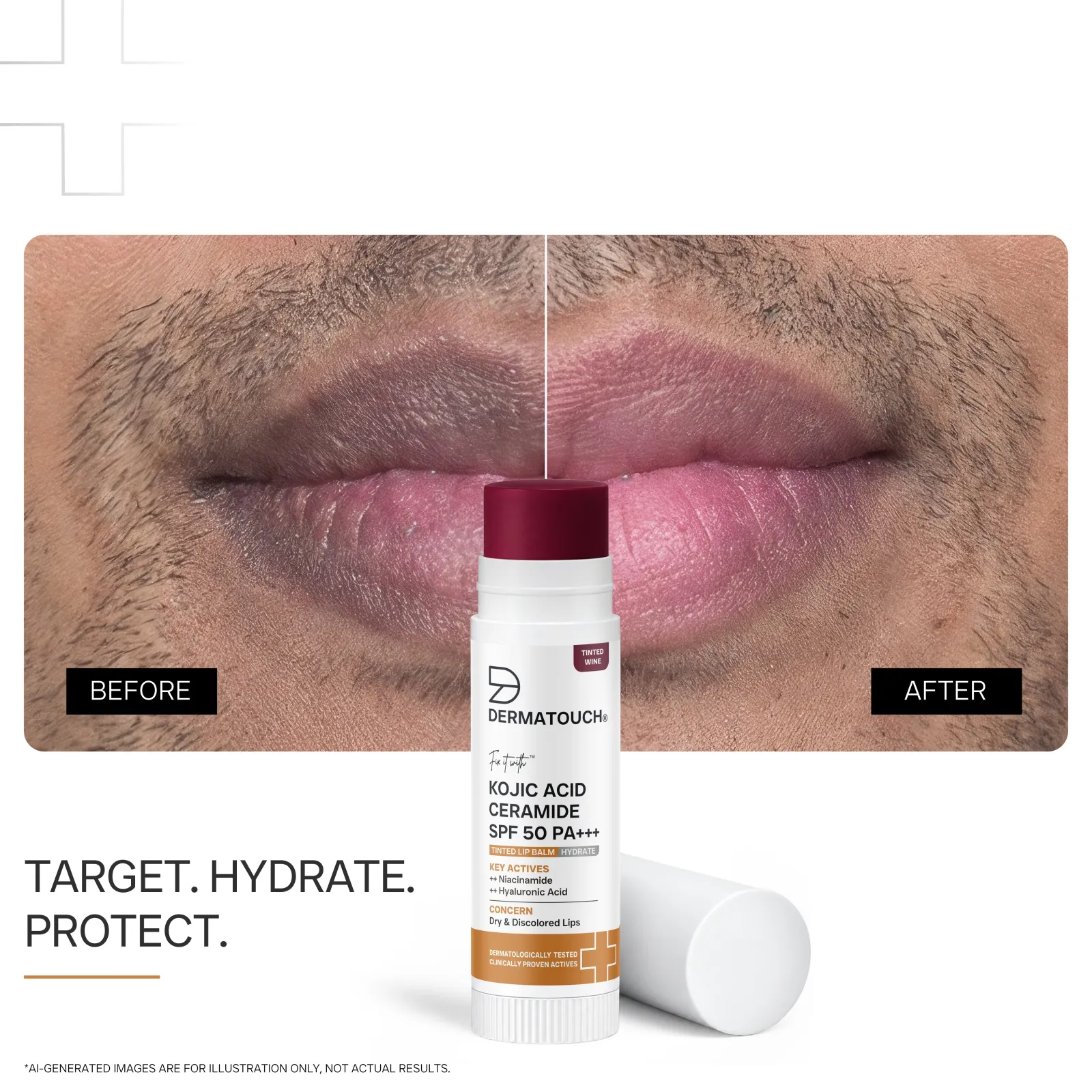 Dermatouch Kojic Acid Ceramide SPF 50 PA+++ Lip Balm for Dry & Discolored Lips