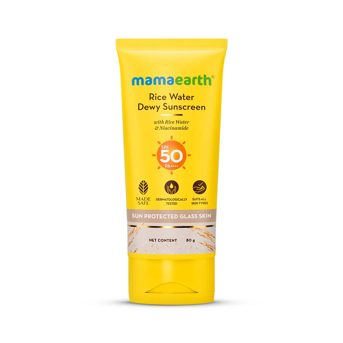 Mamaearth Rice Water Dewy Sunscreen For Tan Protection SPF 50 PA++++