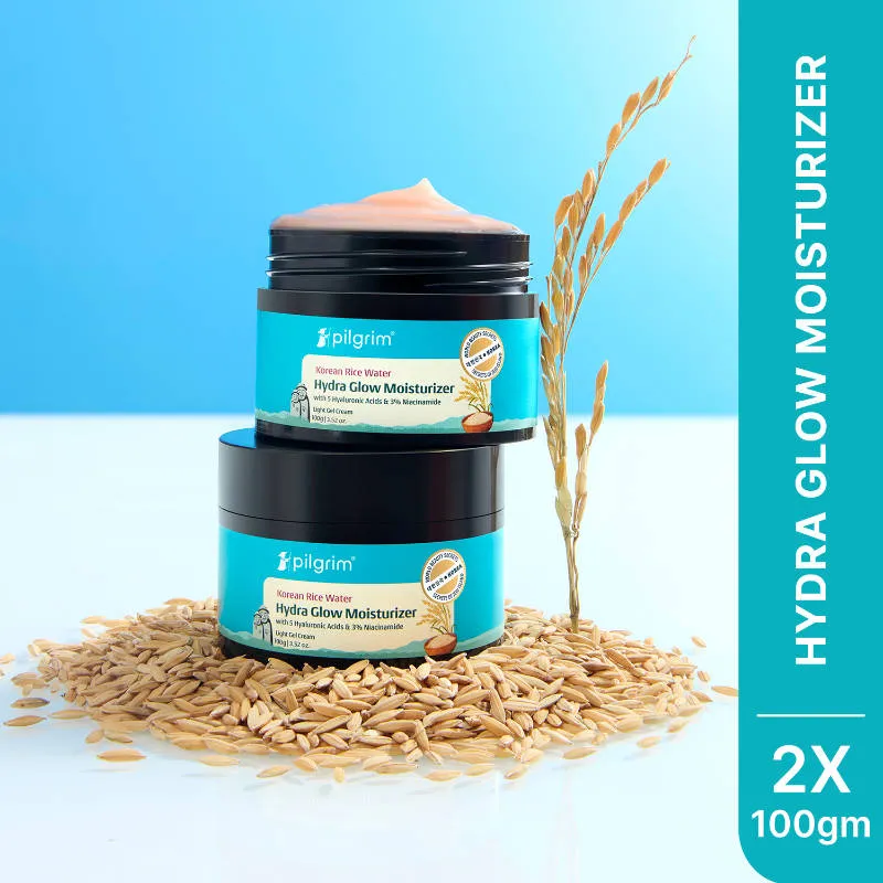 Pilgrim Korean Rice Water Hydra Glow Light Gel Moisturizer for 5x Hydration & Glowing Skin Pack of 2
