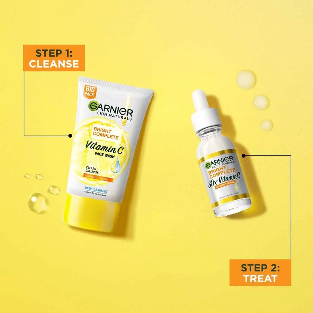 Garnier Bright Complete Facewash & Bright Complete Vitamin C Serum Combo
