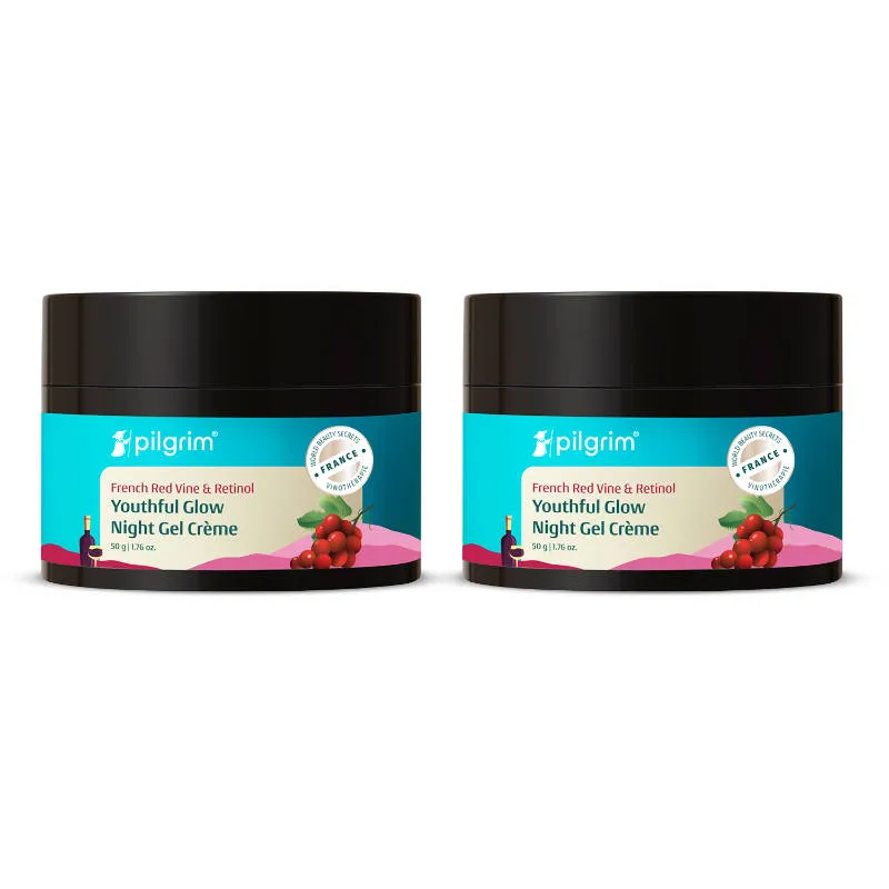 Pilgrim RedVine Retinol Night Gel Creme with Mulberry & Vitamin C- Firms Skin & Brightens- Pack of 2