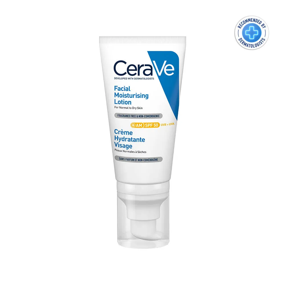 CeraVe Sun Protection Combo - AM lotion SPF 50 Sunscreen & Moisturizing Cream For Dry Skin