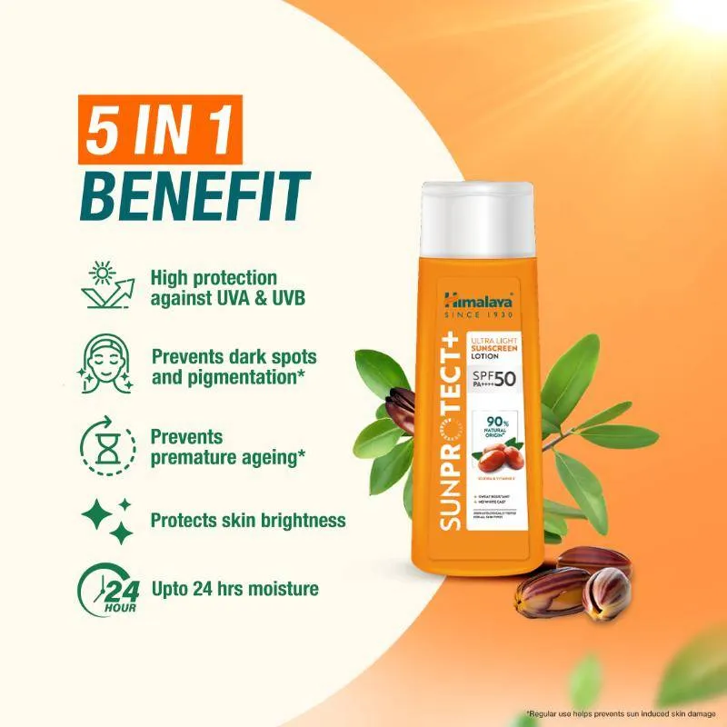Himalaya Sun Protect+ Ultra Sunscreen Lotion SPF 50 PA++++ Sweat Resistant,100% No White Cast