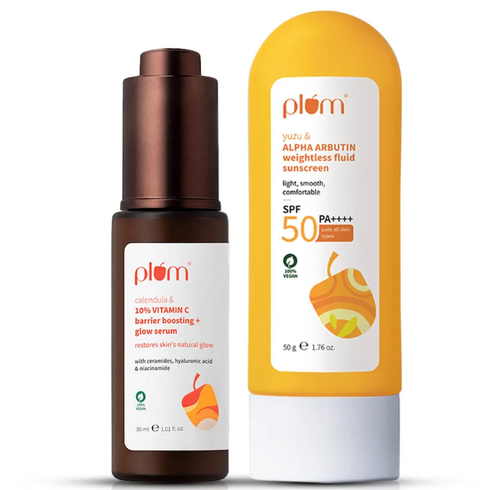Plum Bestselling Vitamin C & Alpha Arbutin Sun Protect Duo - For Tan Protection & Glowing Skin