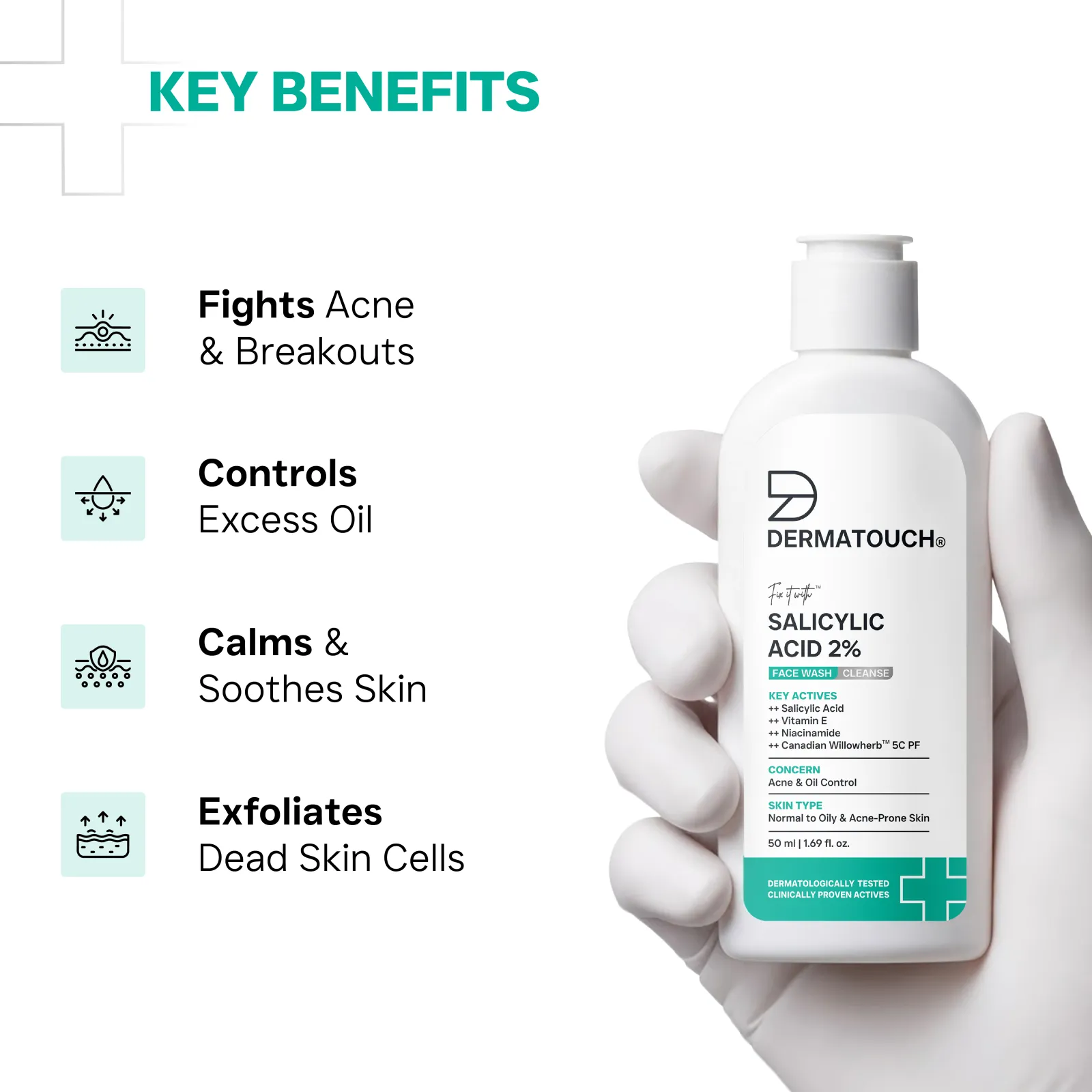 Dermatouch Salicylic Acid 2% Face Wash for Acne & Oil Control