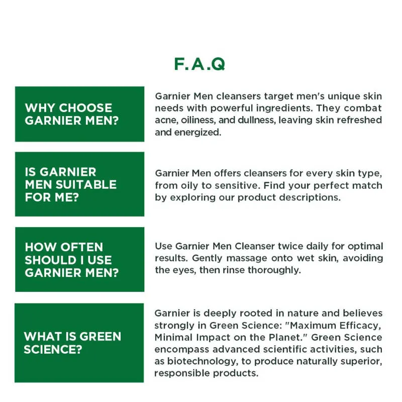 Garnier Men Turbo Bright Anti-Pollution Double Action with Charcoal and Vitamin C Face Wash