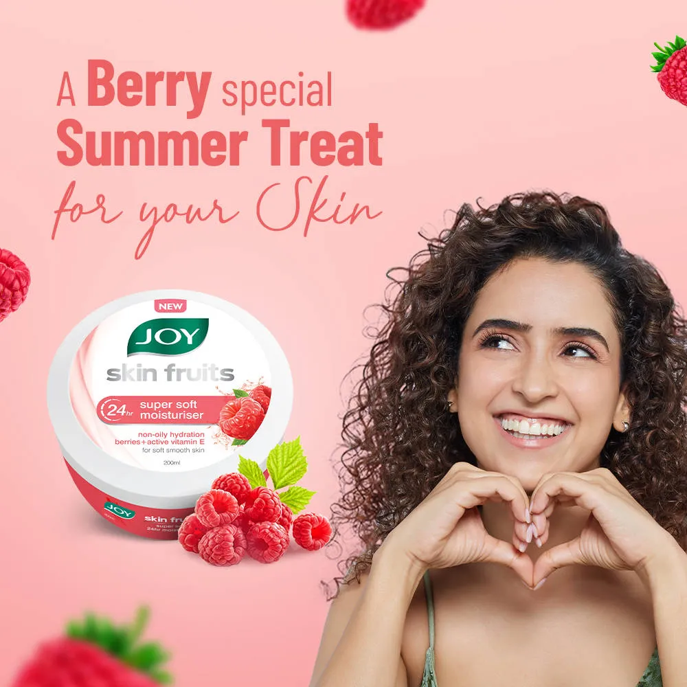 Joy Skin Fruits Soft Moisturizer For Face & Body with Berries & Vitamin E - Lightweight & Oil Free