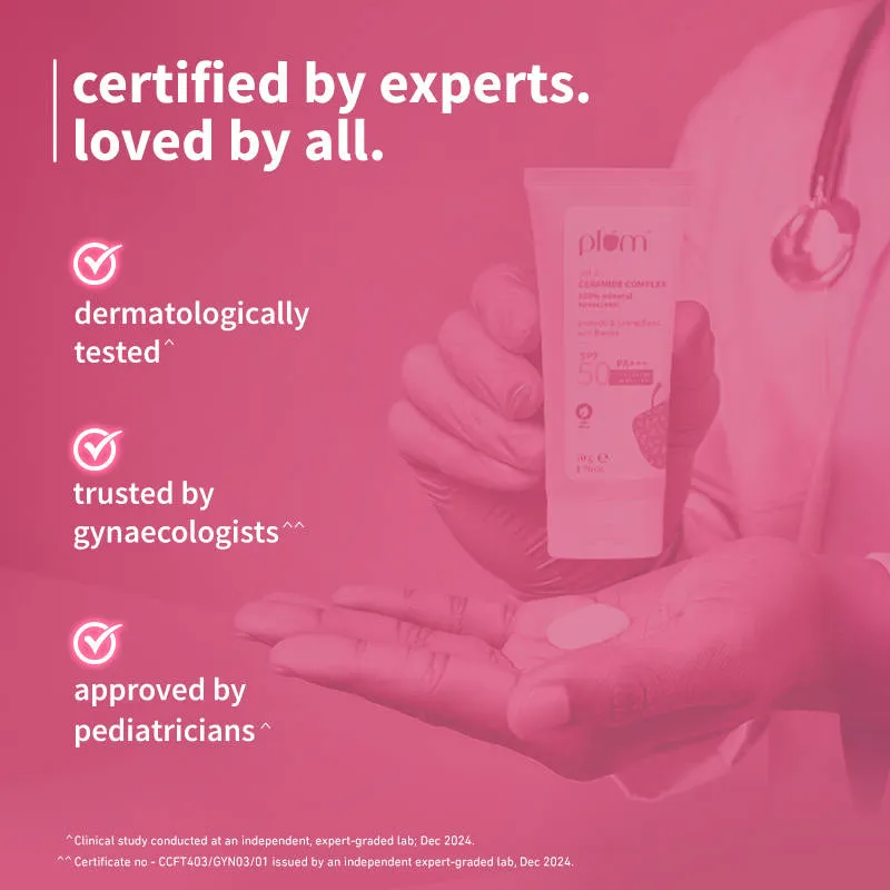 Plum Ceramide & Oat Mineral Sunscreen SPF 50 PA+++ Protects Skin Barrier, For Dry ToNormalSkin