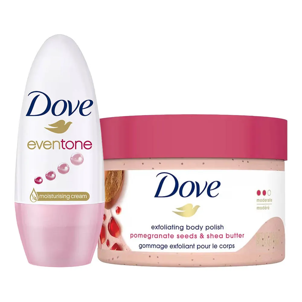 Dove Exfoliating Body Polish-Pomegranate Seeds And Shea Butter And Even Tone Roll On