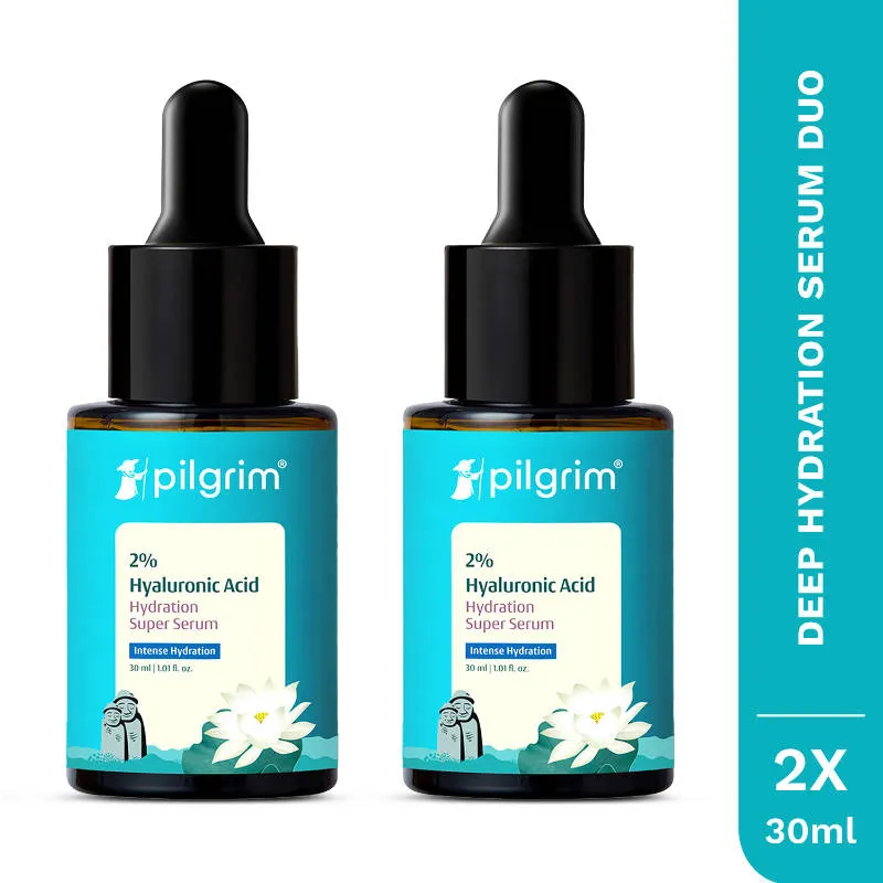 Pilgrim 2% Hyaluronic Acid Hydration Super Serum Promotes Cell Regeneration Brighten Skin Pack of 2