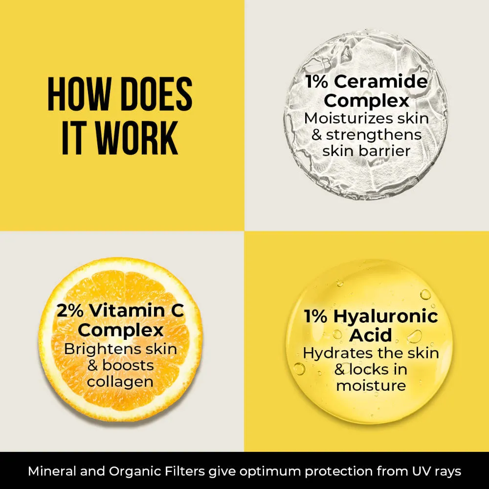 Dr. Sheth's Ceramide & Vitamin C Sunscreen SPF 50+ PA++++ In-Vivo Tested for Bright Skin