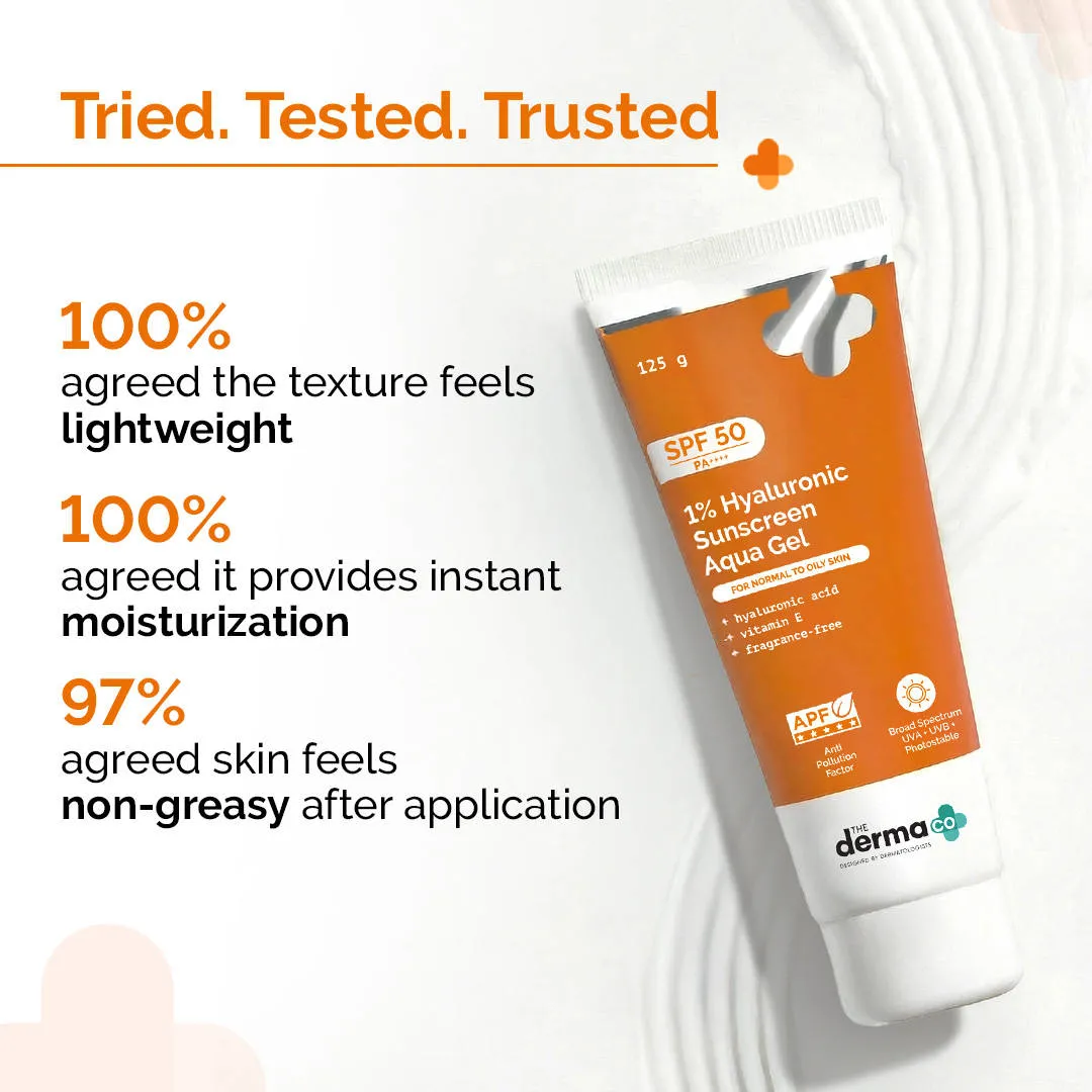 The Derma Co 1% Hyaluronic Sunscreen SPF 50 PA++++ Aqua Gel For Normal To Oily... - In-Vivo tested
