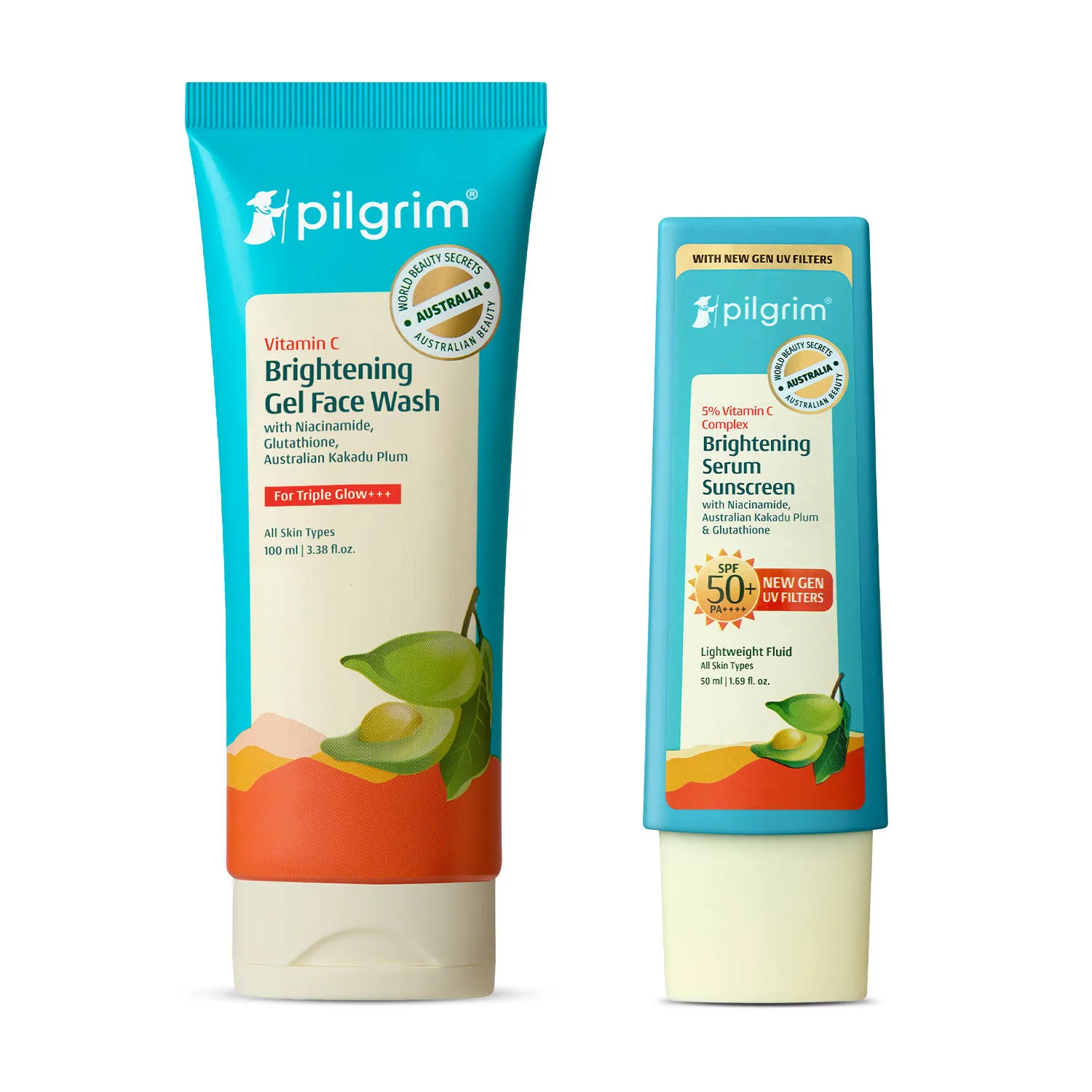 Pilgrim Vitamin C Facewash and SPF 50+ PA++++ Sunscreen Duo For Brighter & Healther Skin