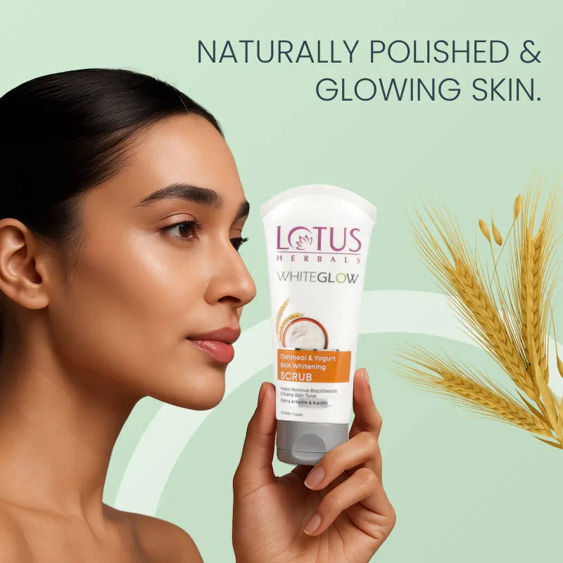 Lotus Herbals WhiteGlow Skin Brightening Oatmeal & Yogurt Face Scrub | All Skin Types