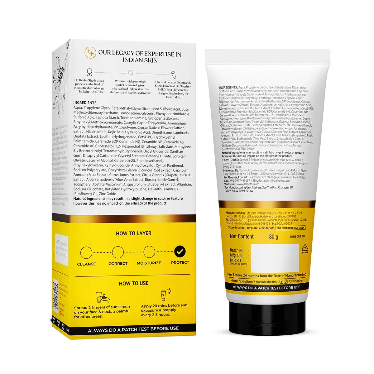 Dr. Sheth's Kesar & Kojic Sunscreen SPF 50+ PA++++ In-Vivo Tested for Pigmentation-Free Skin(50g)