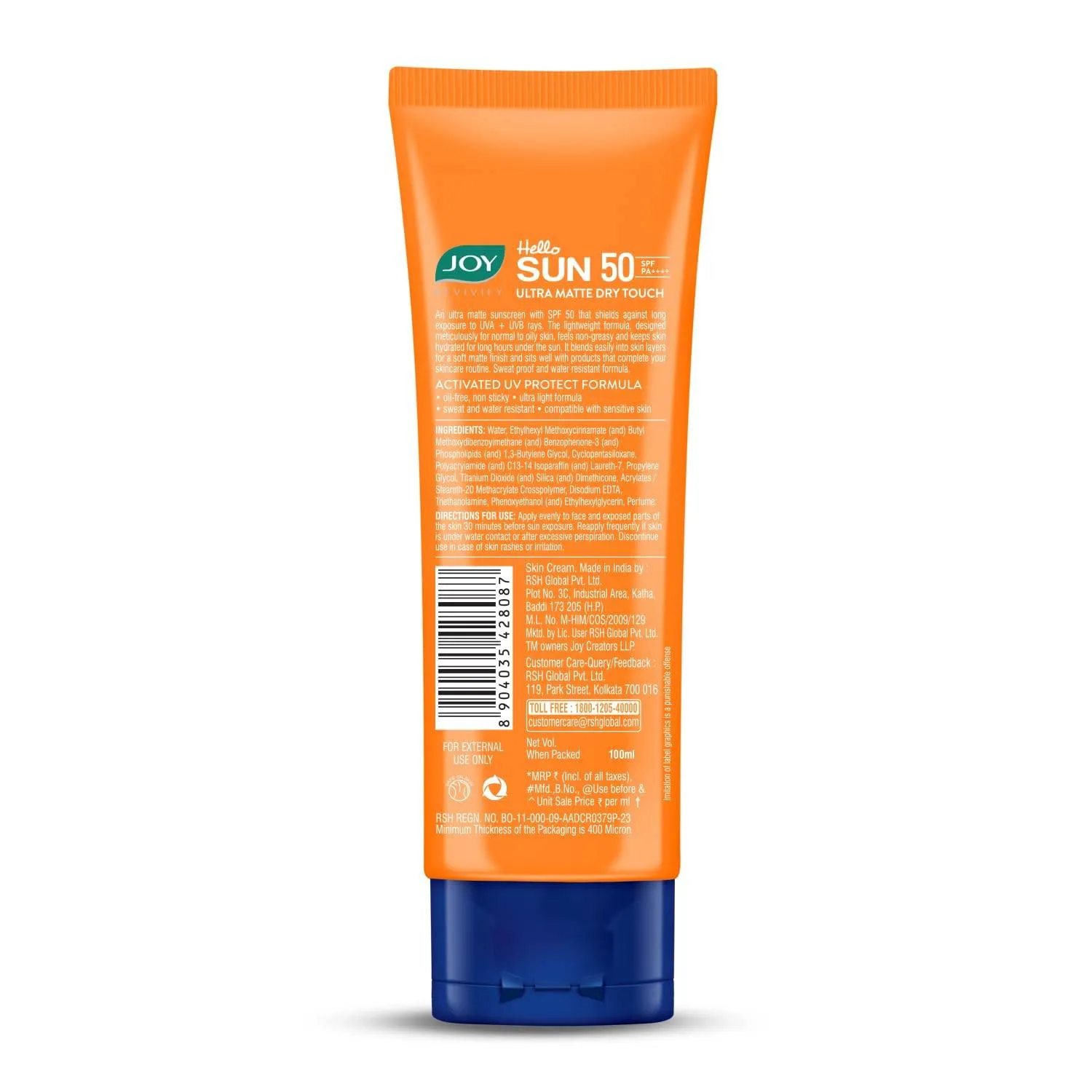 Joy Mattifying SPF 50 PA++++ Sunscreen For Oily Skin - Ultra Light & Sweat Resistant