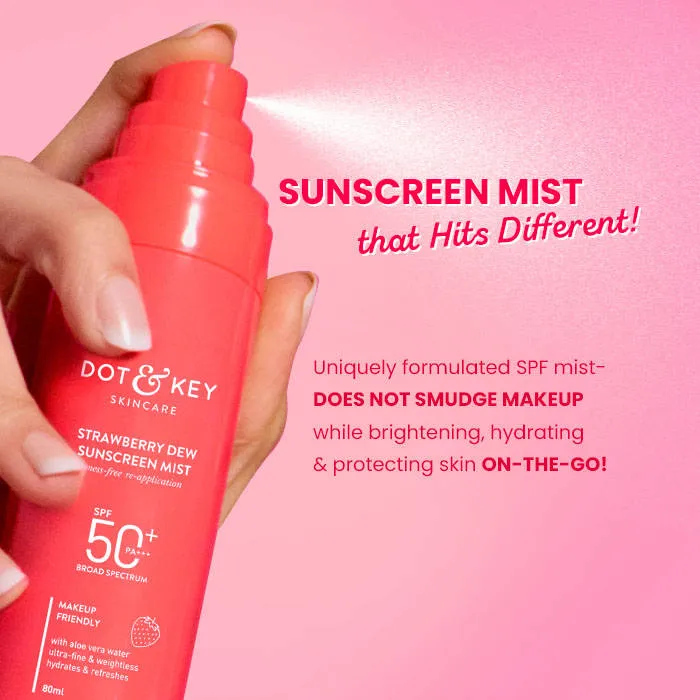 Dot & Key Strawberry Dew Sunscreen Mist In-Vivo Tested SPF 50+ PA+++, Mess-Free Re-application
